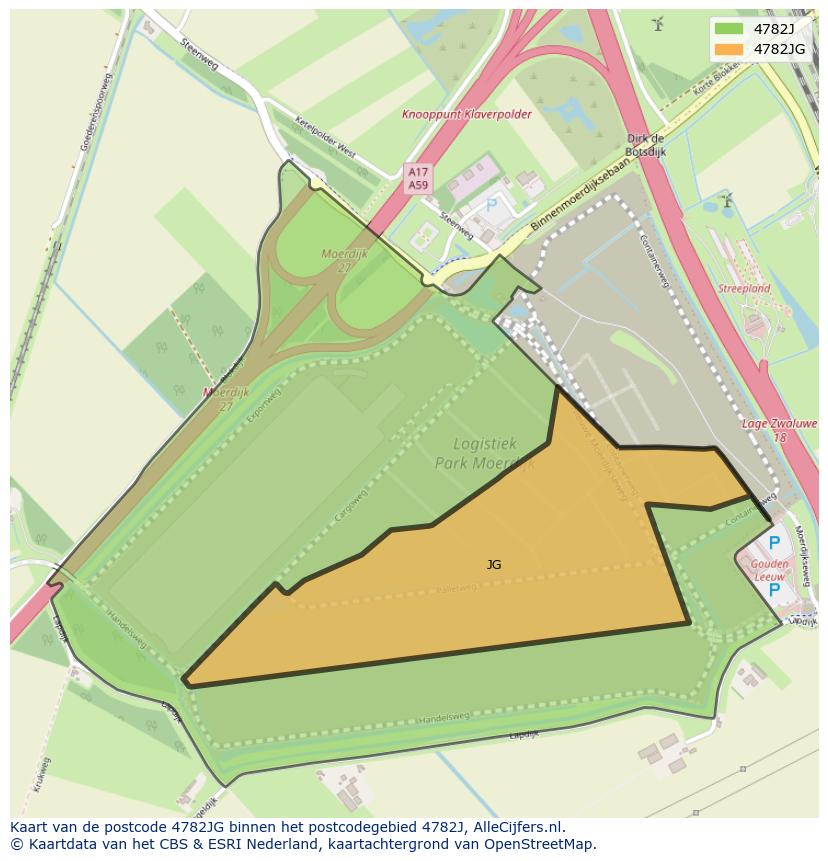Afbeelding van het postcodegebied 4782 JG op de kaart.