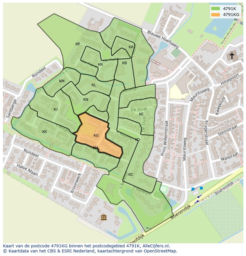 Afbeelding van het postcodegebied 4791 KG op de kaart.