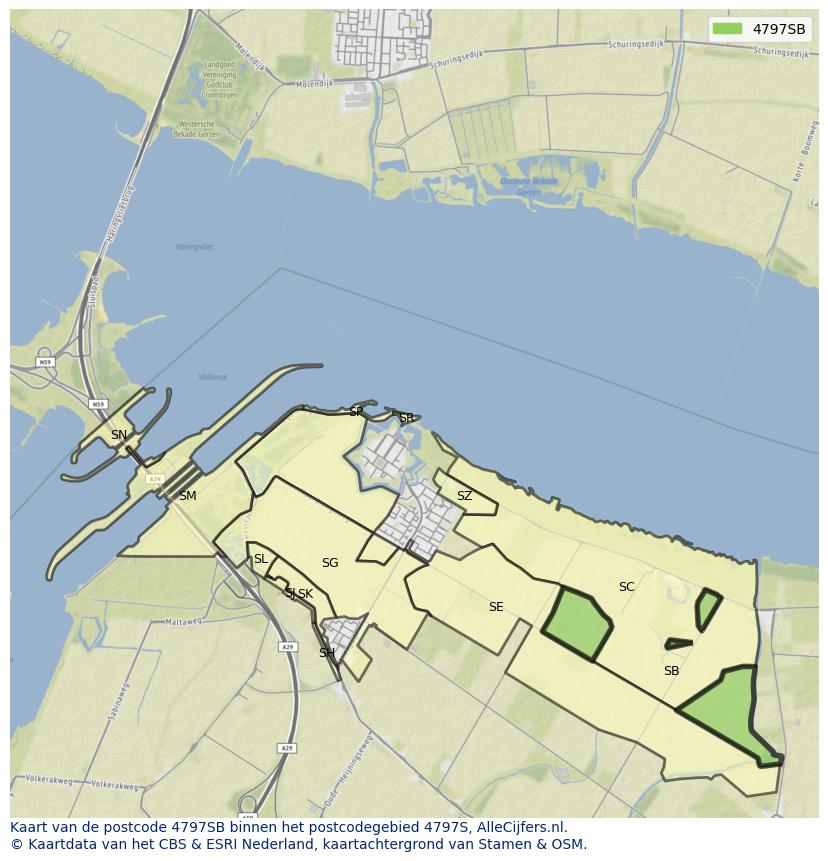 Afbeelding van het postcodegebied 4797 SB op de kaart.