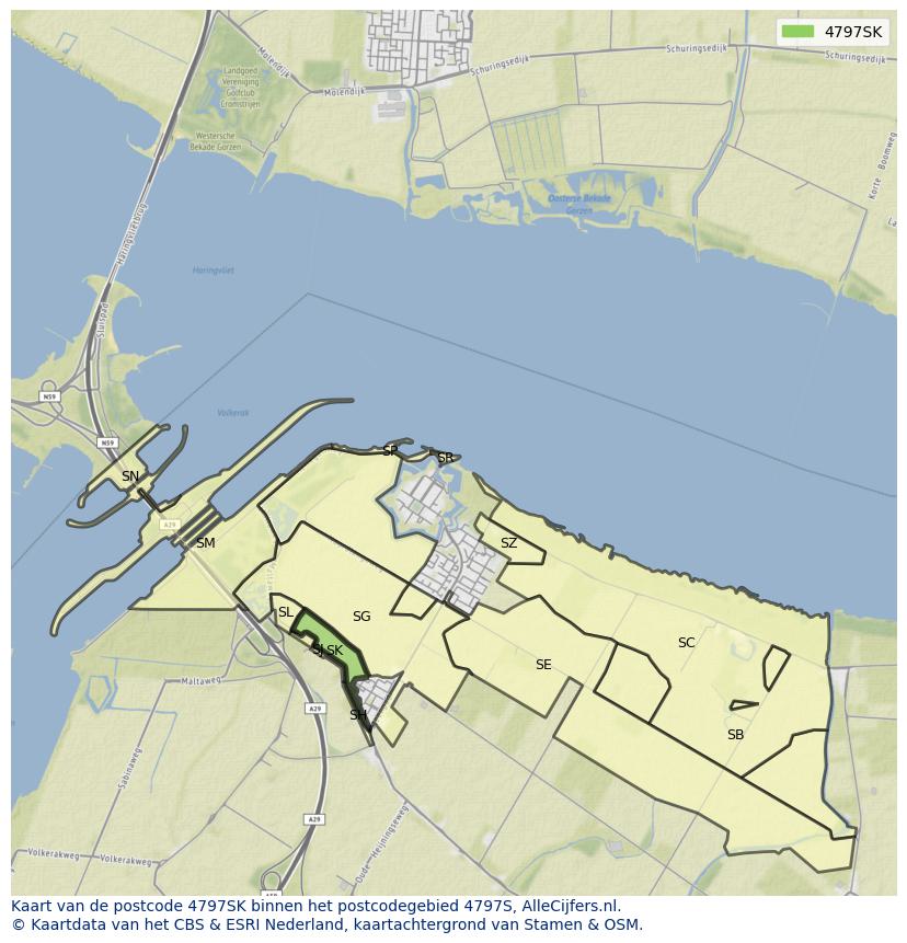 Afbeelding van het postcodegebied 4797 SK op de kaart.