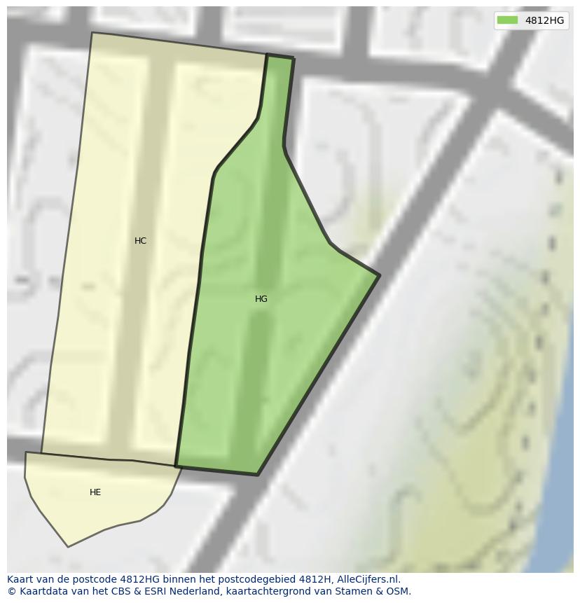 Afbeelding van het postcodegebied 4812 HG op de kaart.