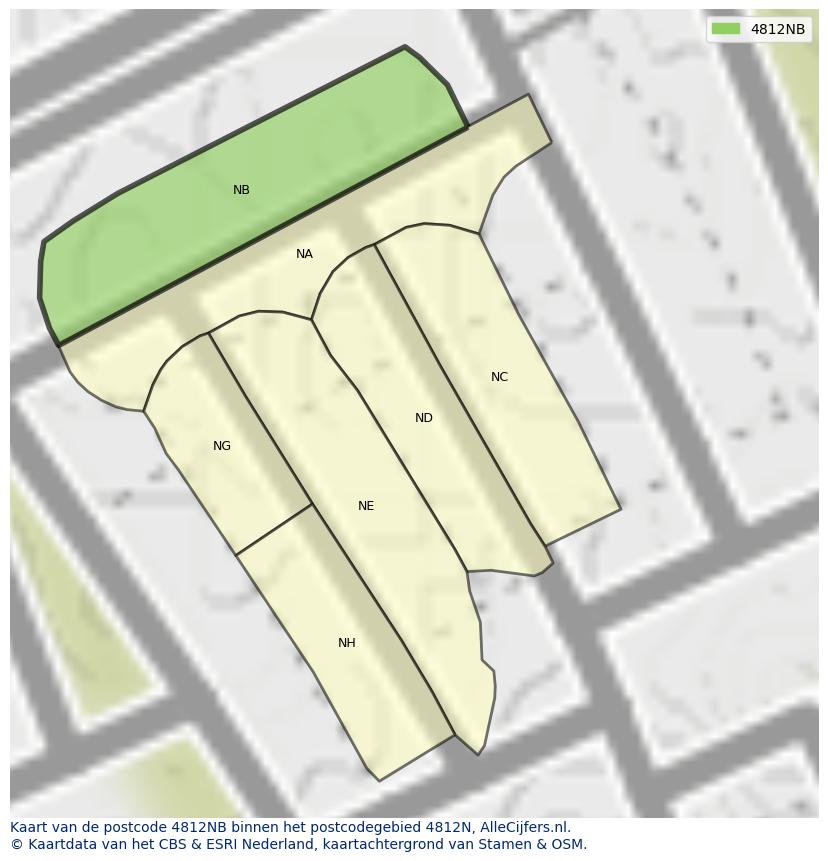 Afbeelding van het postcodegebied 4812 NB op de kaart.