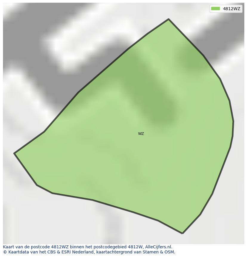 Afbeelding van het postcodegebied 4812 WZ op de kaart.