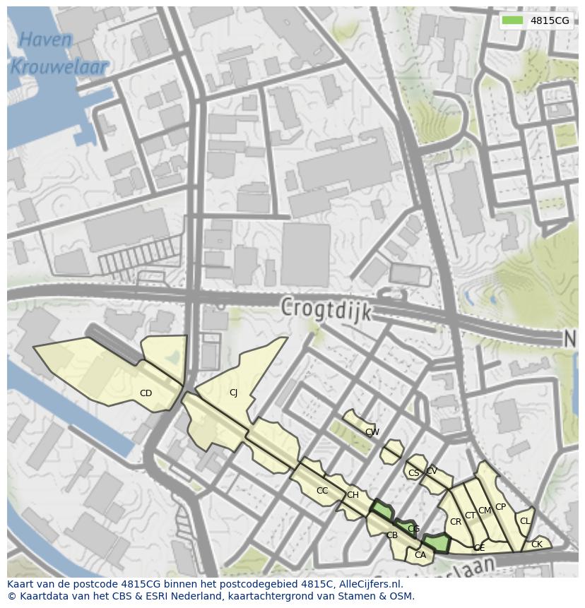 Afbeelding van het postcodegebied 4815 CG op de kaart.