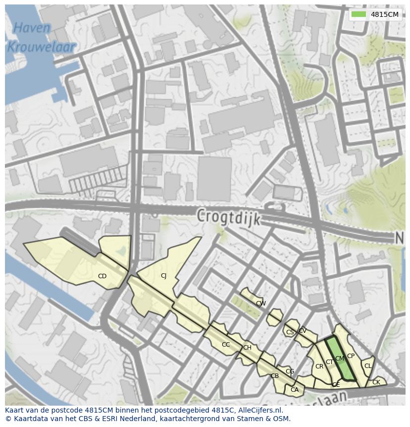 Afbeelding van het postcodegebied 4815 CM op de kaart.