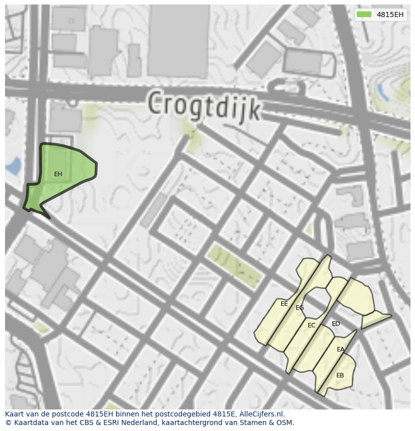Afbeelding van het postcodegebied 4815 EH op de kaart.