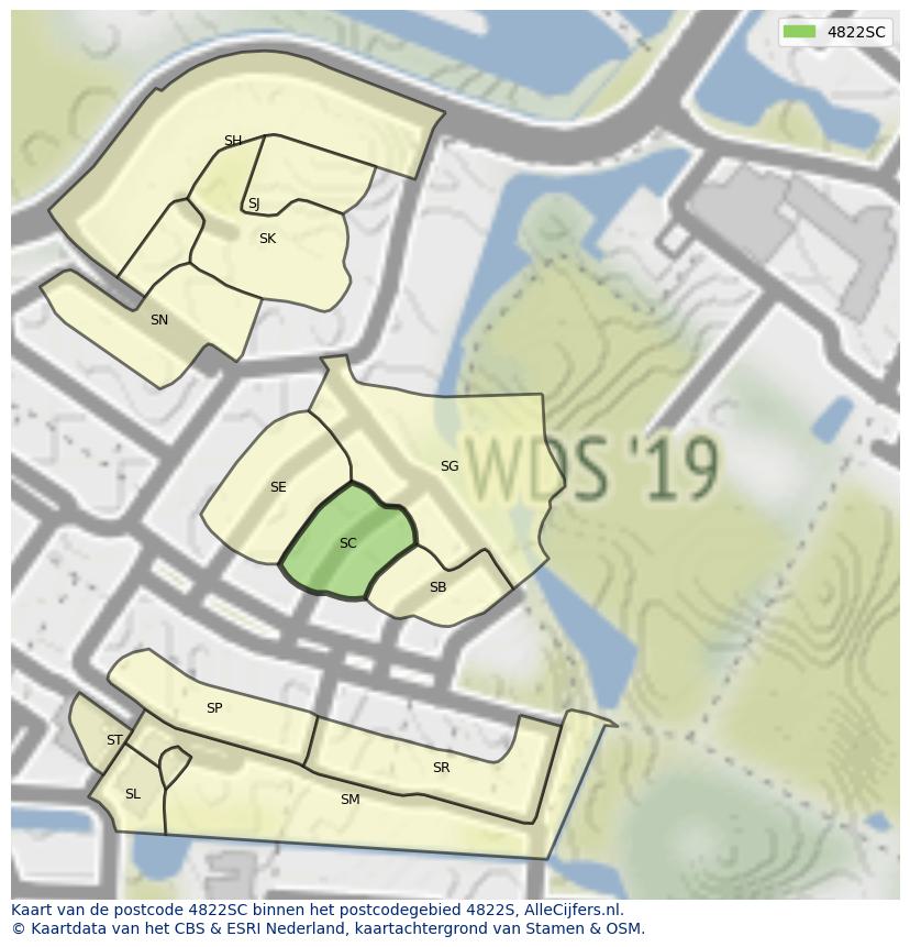 Afbeelding van het postcodegebied 4822 SC op de kaart.