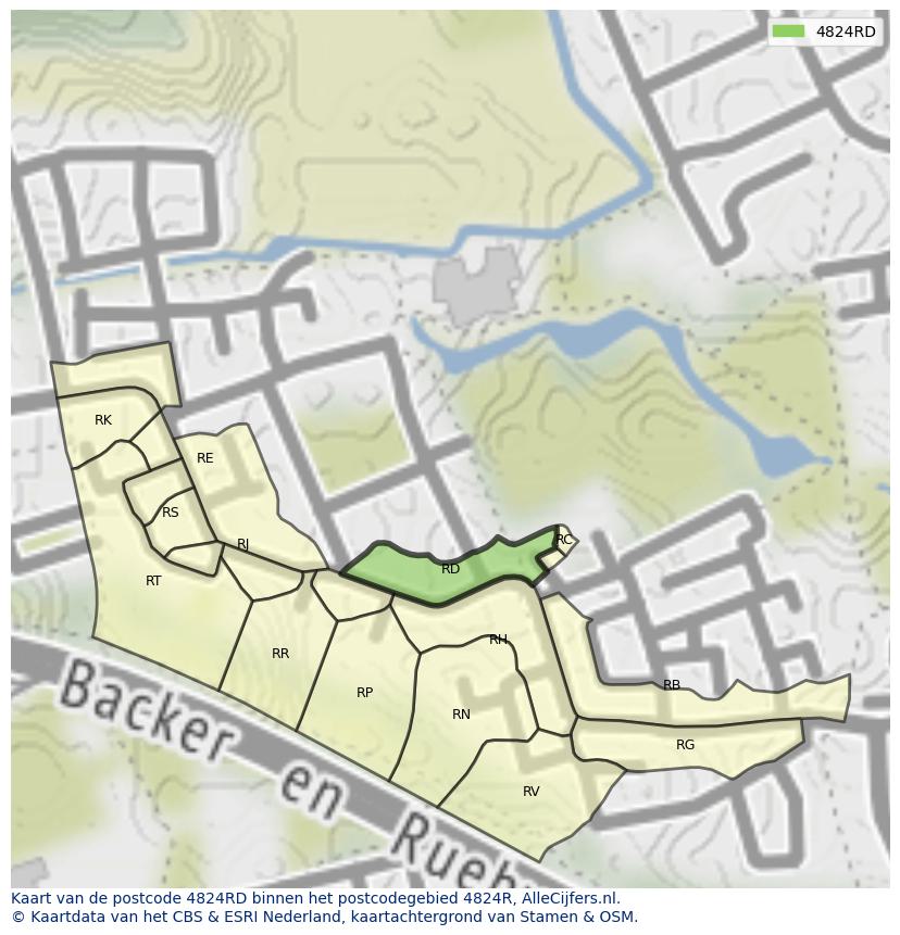 Afbeelding van het postcodegebied 4824 RD op de kaart.