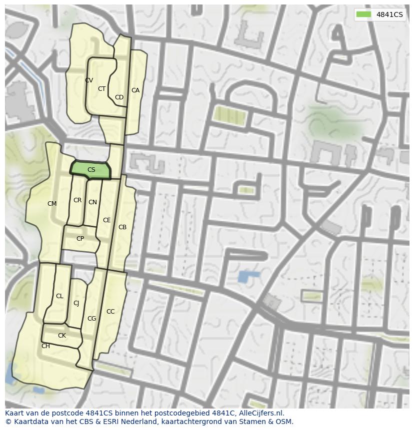 Afbeelding van het postcodegebied 4841 CS op de kaart.