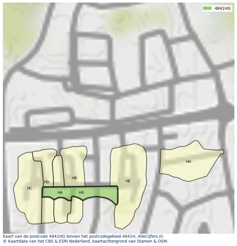 Afbeelding van het postcodegebied 4841 HG op de kaart.