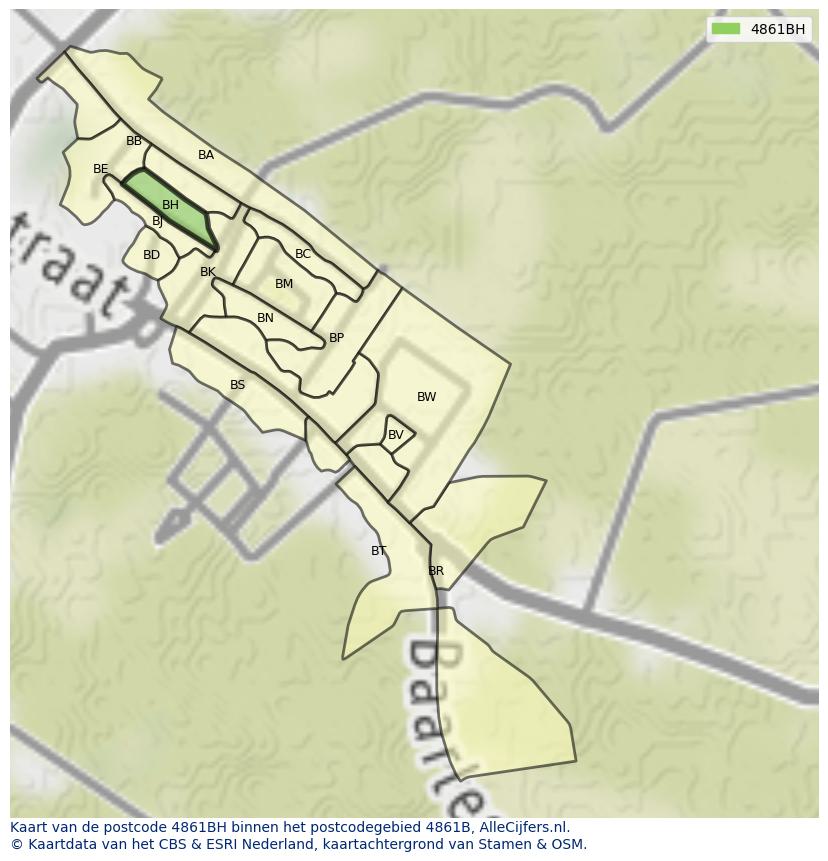 Afbeelding van het postcodegebied 4861 BH op de kaart.