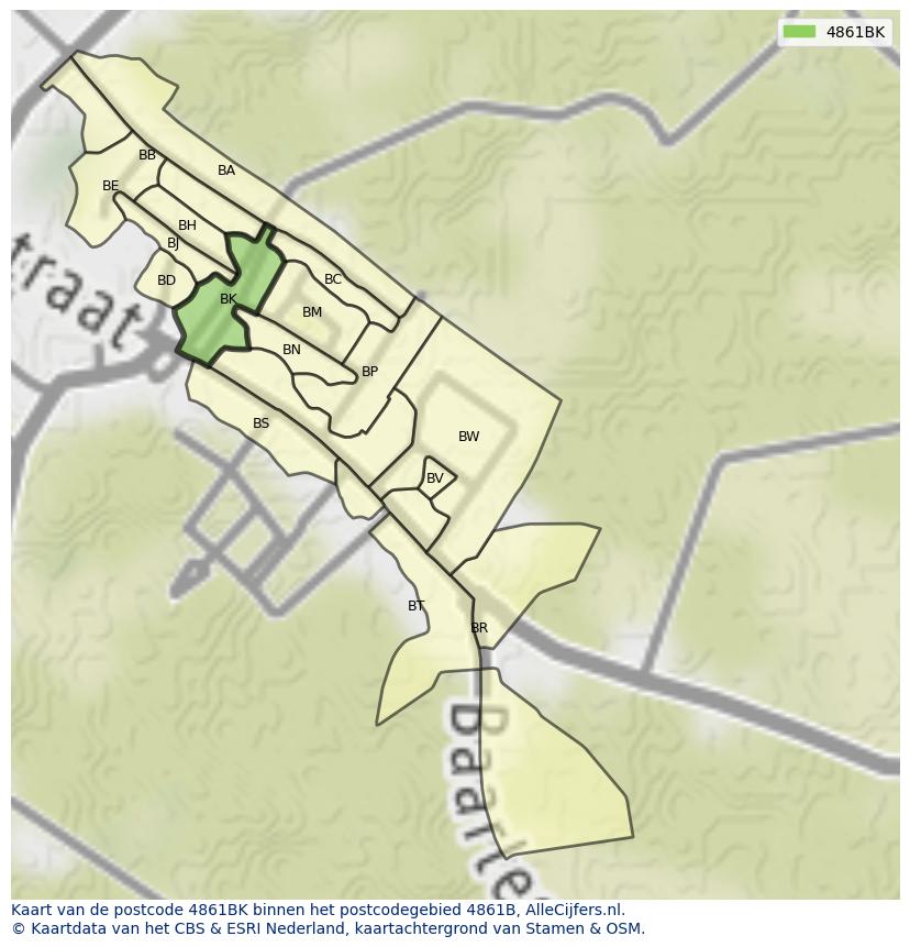 Afbeelding van het postcodegebied 4861 BK op de kaart.