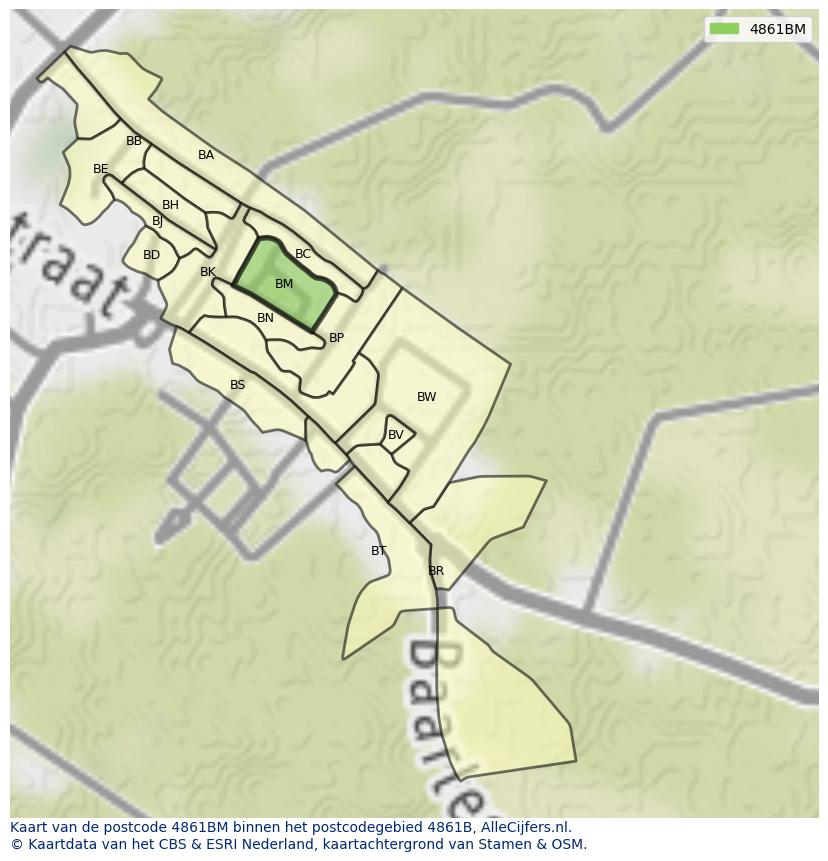 Afbeelding van het postcodegebied 4861 BM op de kaart.
