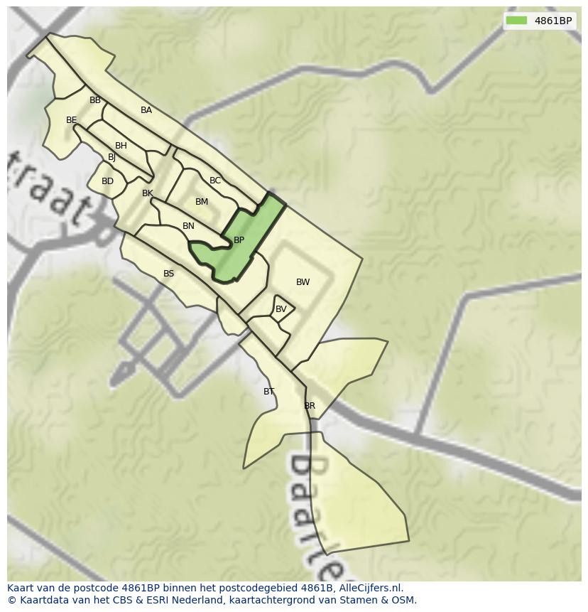 Afbeelding van het postcodegebied 4861 BP op de kaart.