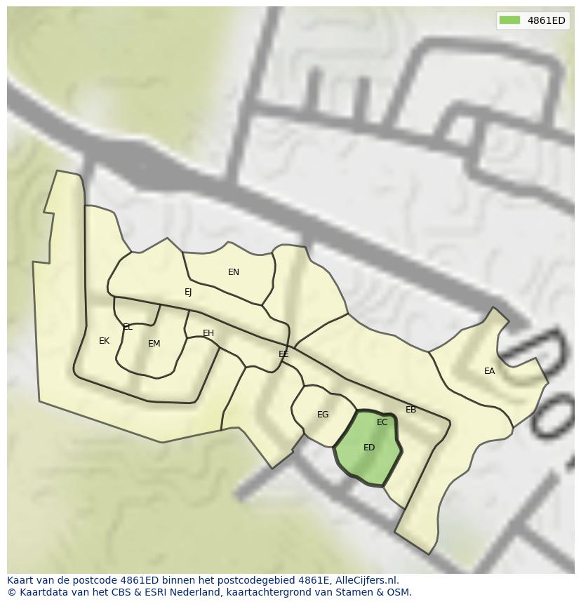 Afbeelding van het postcodegebied 4861 ED op de kaart.
