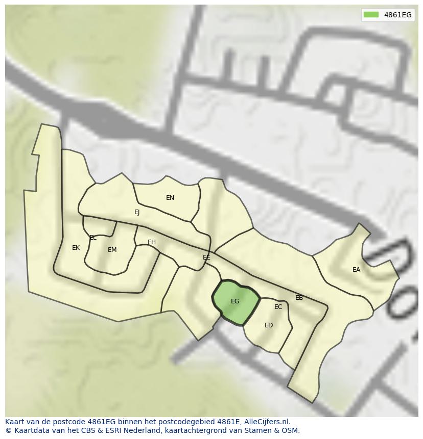 Afbeelding van het postcodegebied 4861 EG op de kaart.