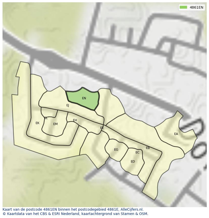 Afbeelding van het postcodegebied 4861 EN op de kaart.