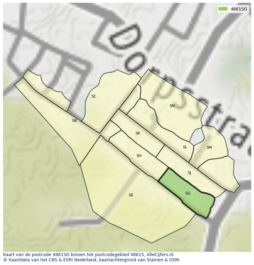 Afbeelding van het postcodegebied 4861 SG op de kaart.
