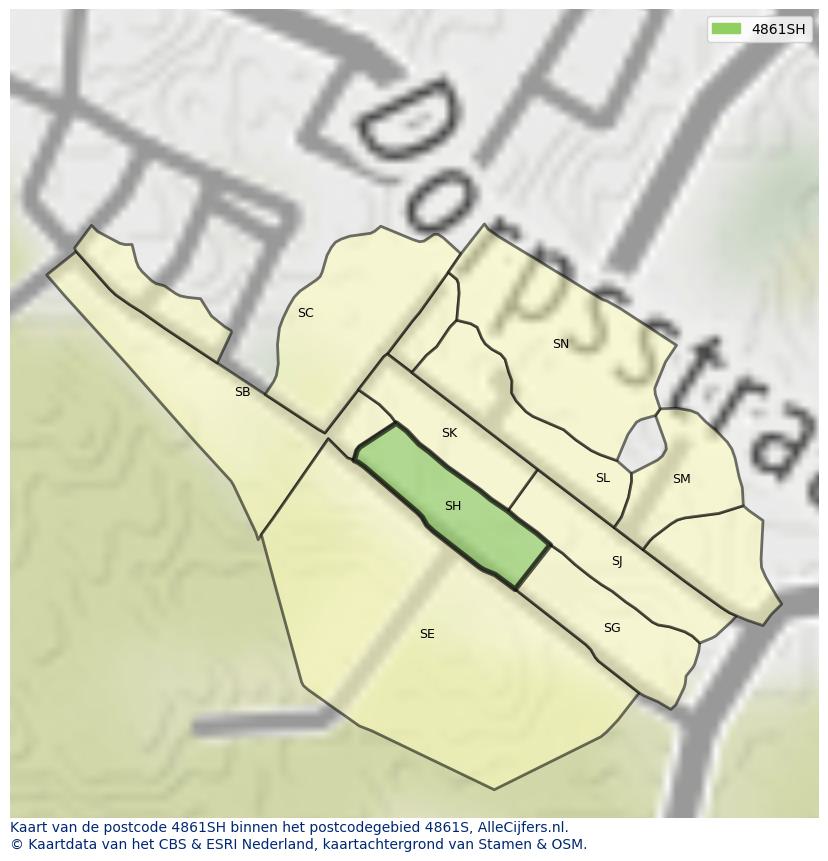 Afbeelding van het postcodegebied 4861 SH op de kaart.