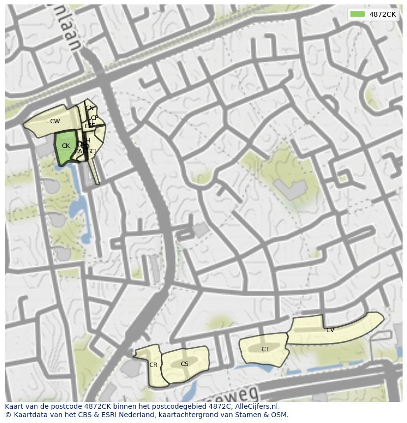 Afbeelding van het postcodegebied 4872 CK op de kaart.