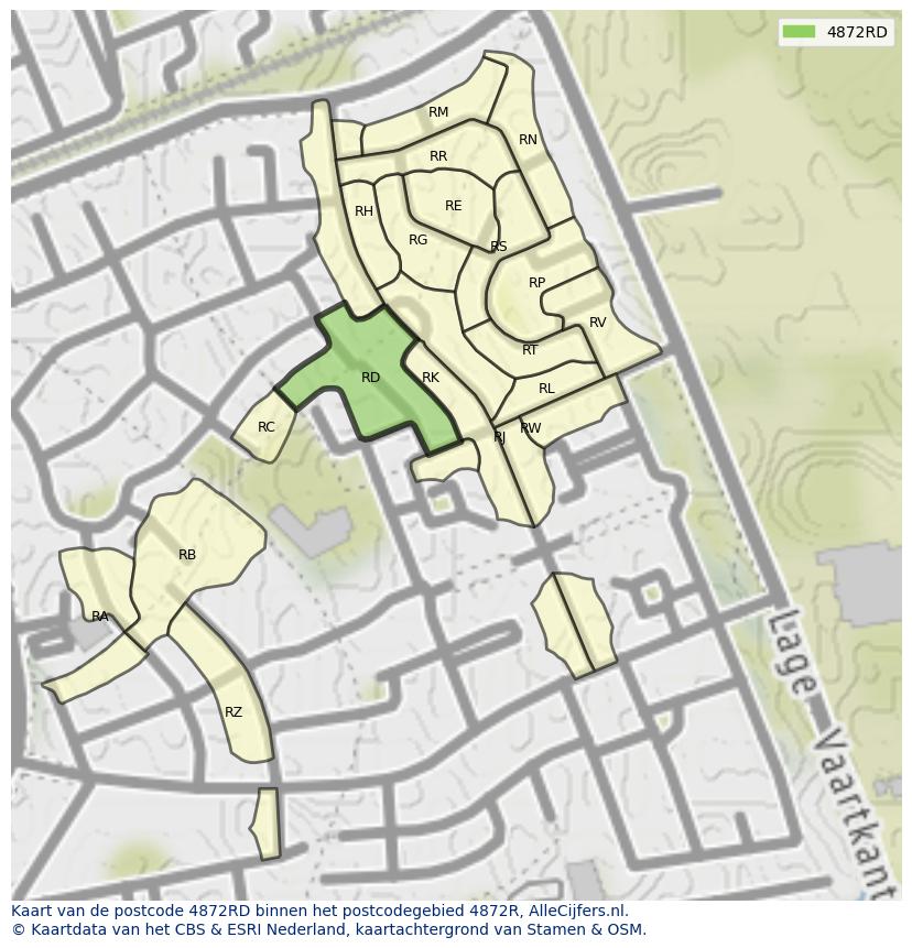 Afbeelding van het postcodegebied 4872 RD op de kaart.