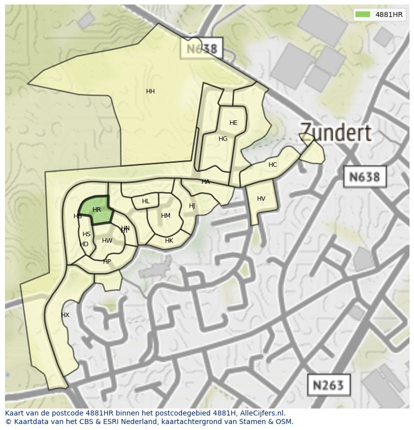 Afbeelding van het postcodegebied 4881 HR op de kaart.