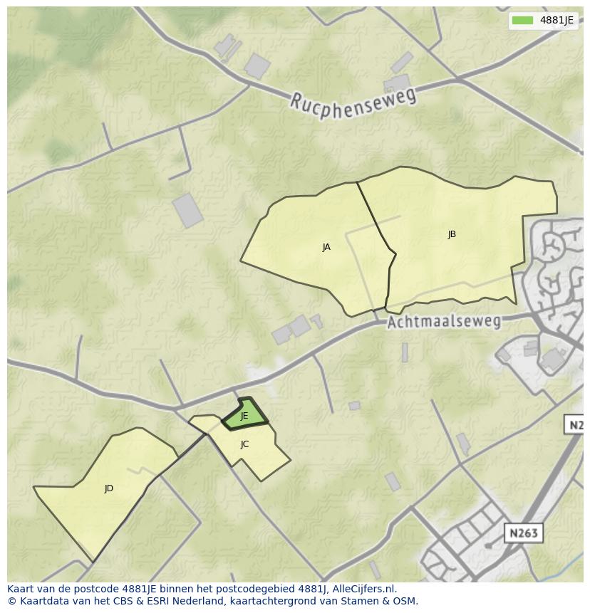 Afbeelding van het postcodegebied 4881 JE op de kaart.