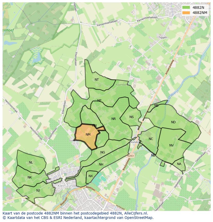 Afbeelding van het postcodegebied 4882 NM op de kaart.