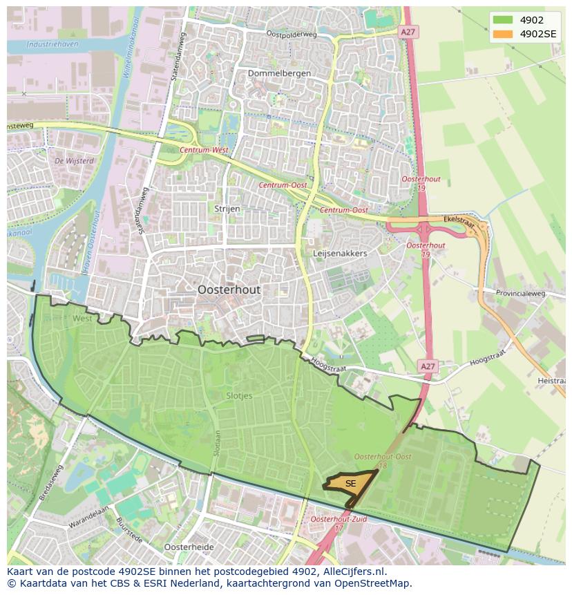 Afbeelding van het postcodegebied 4902 SE op de kaart.