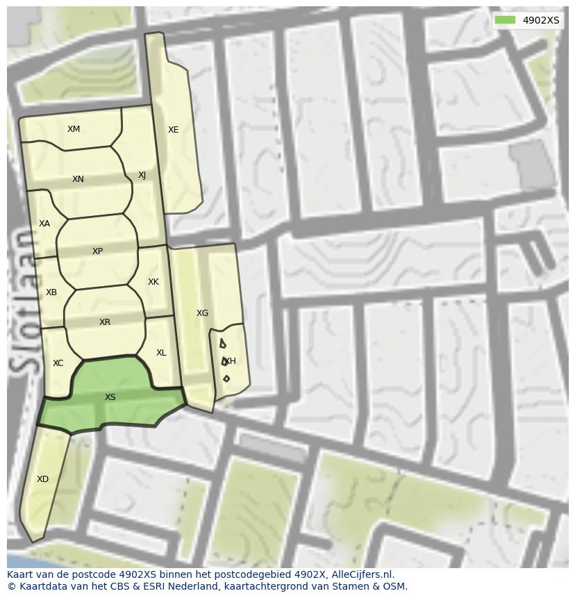 Afbeelding van het postcodegebied 4902 XS op de kaart.