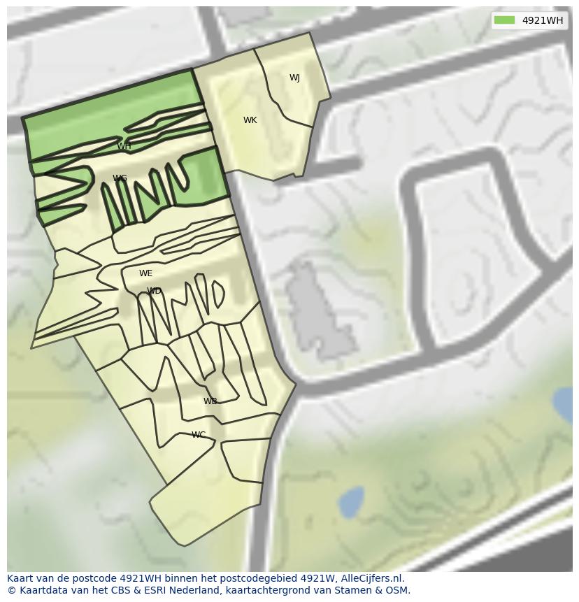 Afbeelding van het postcodegebied 4921 WH op de kaart.