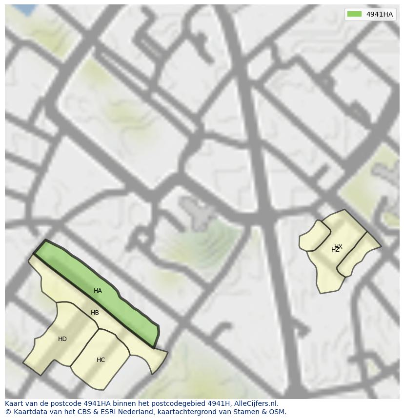 Afbeelding van het postcodegebied 4941 HA op de kaart.