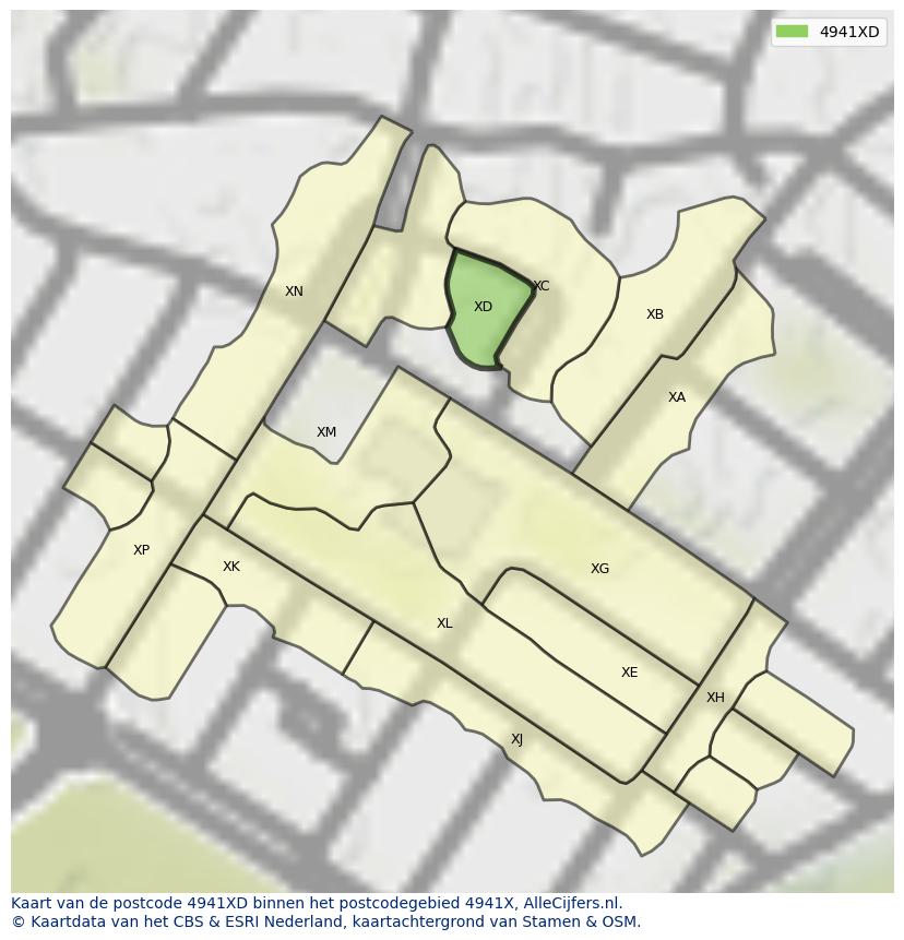 Afbeelding van het postcodegebied 4941 XD op de kaart.