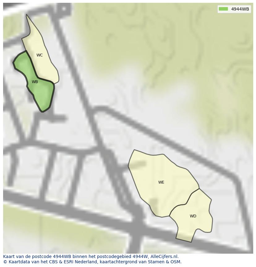 Afbeelding van het postcodegebied 4944 WB op de kaart.
