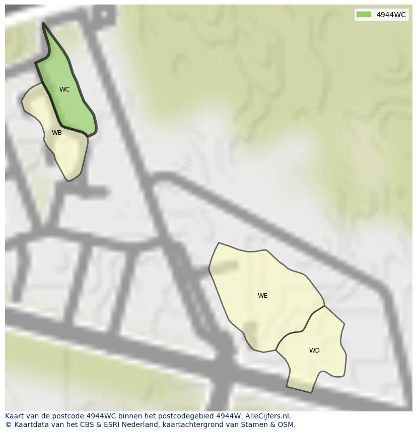 Afbeelding van het postcodegebied 4944 WC op de kaart.