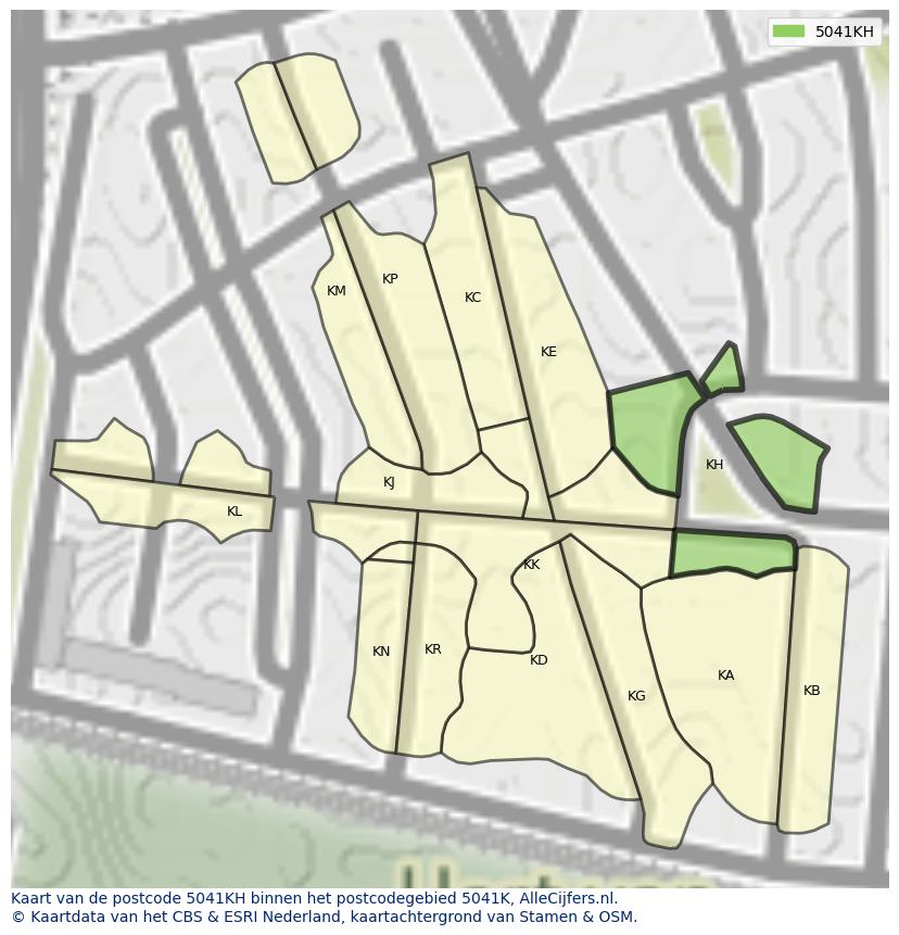 Afbeelding van het postcodegebied 5041 KH op de kaart.