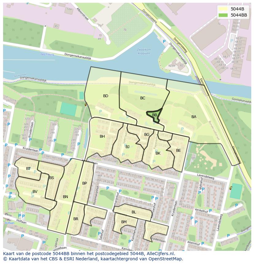 Afbeelding van het postcodegebied 5044 BB op de kaart.