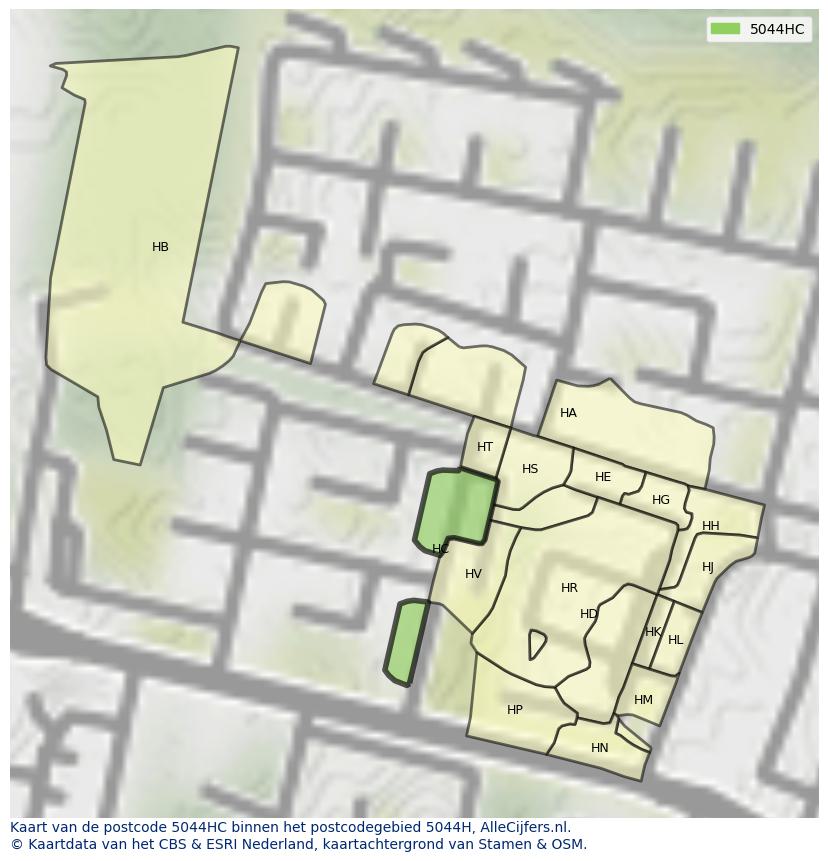 Afbeelding van het postcodegebied 5044 HC op de kaart.