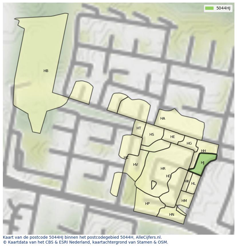Afbeelding van het postcodegebied 5044 HJ op de kaart.