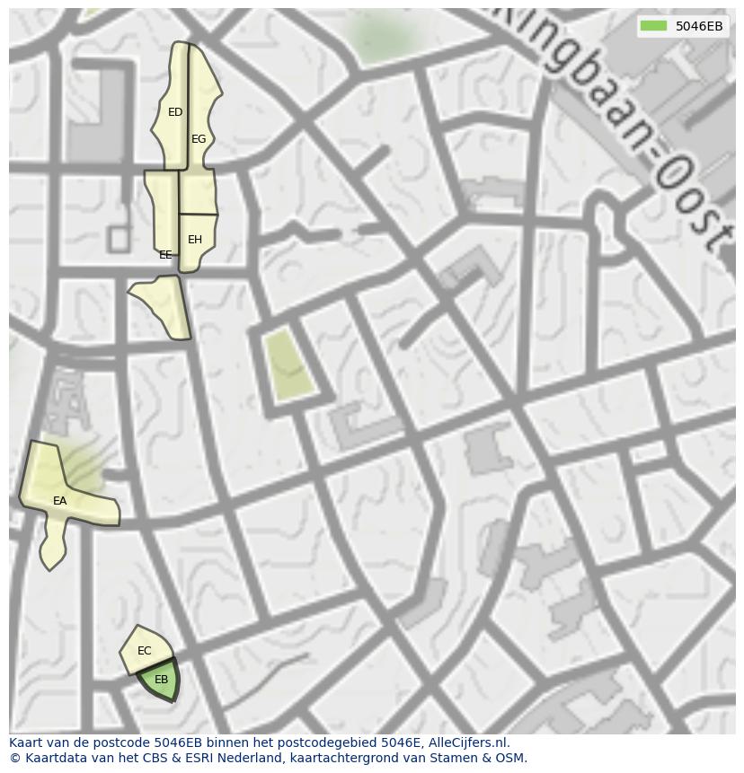 Afbeelding van het postcodegebied 5046 EB op de kaart.