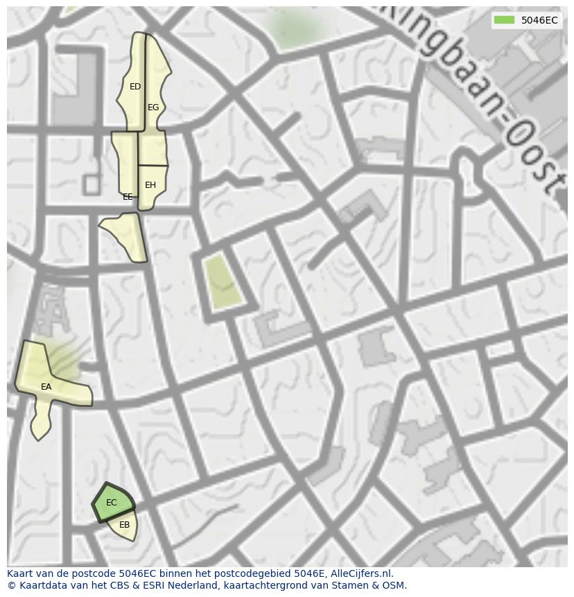Afbeelding van het postcodegebied 5046 EC op de kaart.