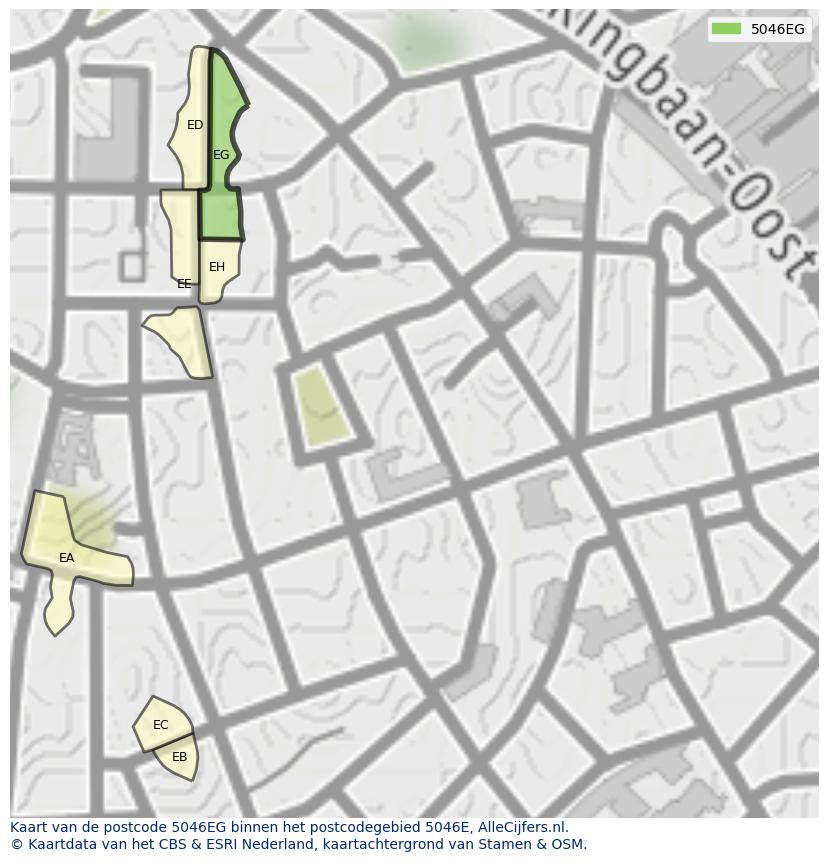 Afbeelding van het postcodegebied 5046 EG op de kaart.