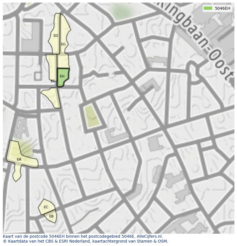 Afbeelding van het postcodegebied 5046 EH op de kaart.