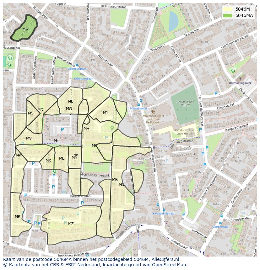 Afbeelding van het postcodegebied 5046 MA op de kaart.
