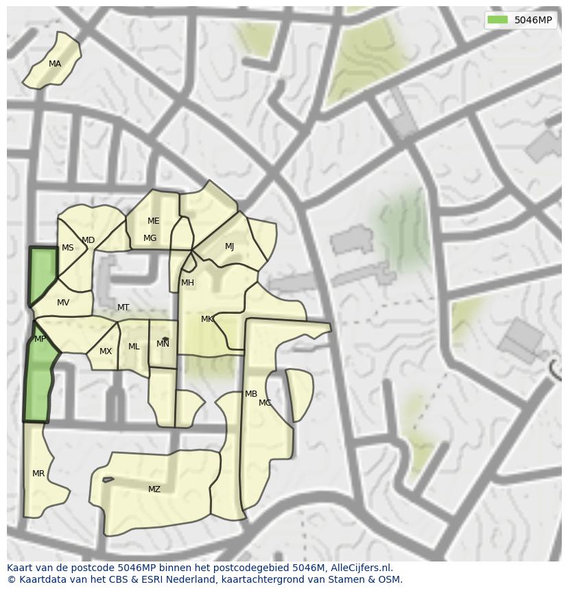 Afbeelding van het postcodegebied 5046 MP op de kaart.