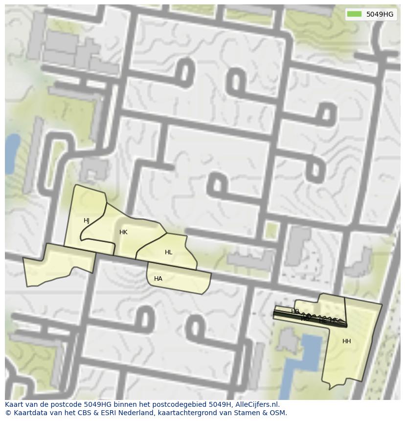 Afbeelding van het postcodegebied 5049 HG op de kaart.