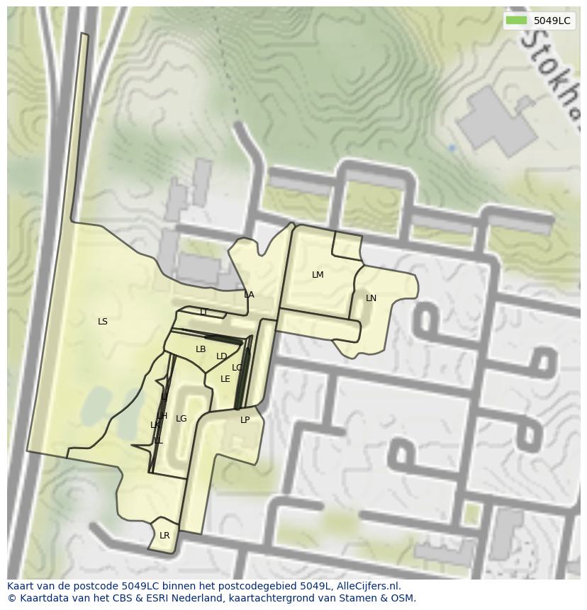 Afbeelding van het postcodegebied 5049 LC op de kaart.
