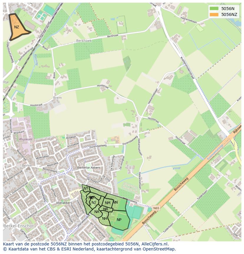 Afbeelding van het postcodegebied 5056 NZ op de kaart.