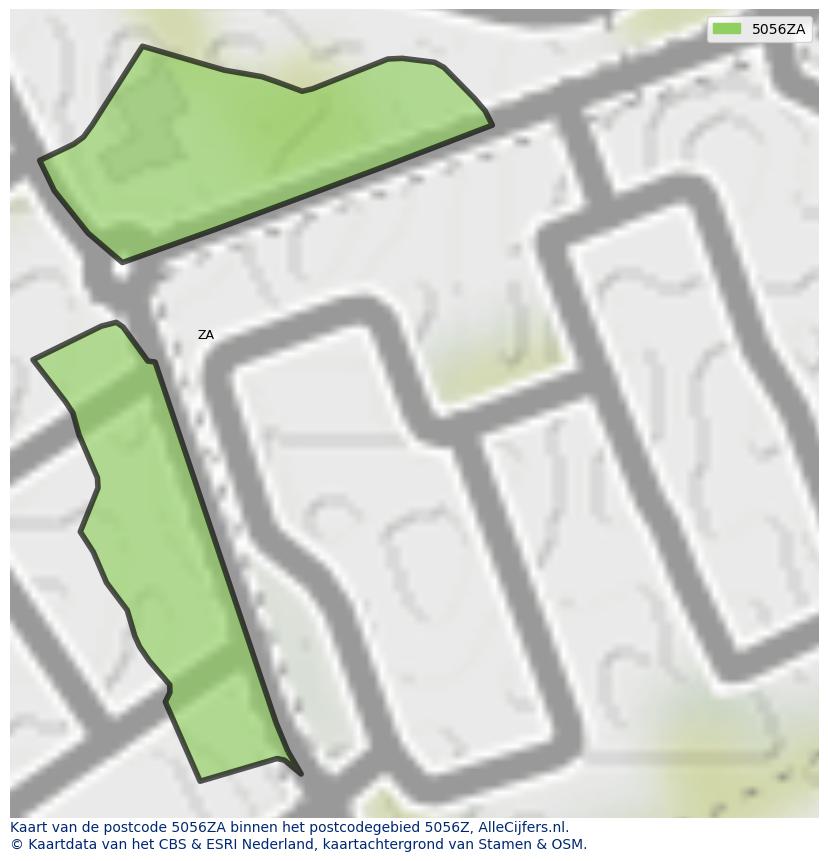 Afbeelding van het postcodegebied 5056 ZA op de kaart.