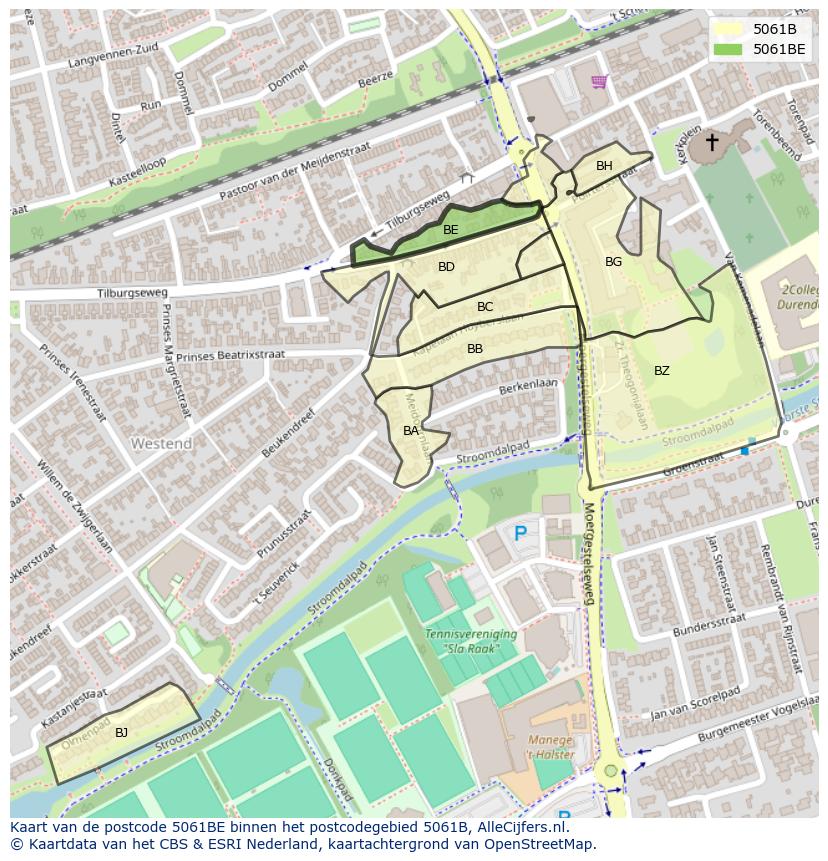 Afbeelding van het postcodegebied 5061 BE op de kaart.